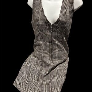 SHEIN brown plaid V-Neck Dress Sz XL